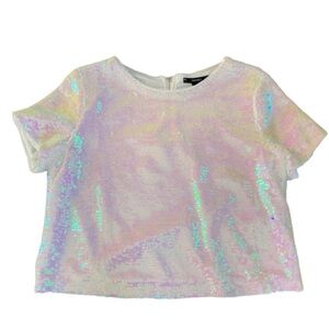 Forever 21 Sequin Top Short Sleeve Size